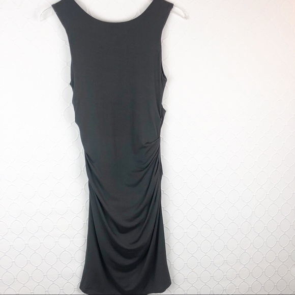 Bordeaux Anthropologie Grey Ruched Dress Small - Picture 4 of 4